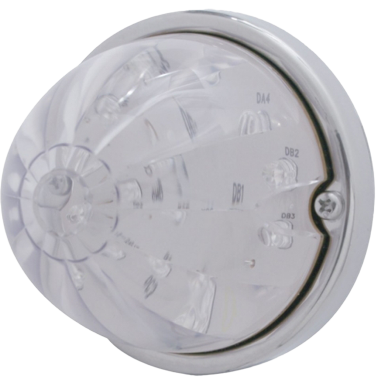 17 LED Dual Function Watermelon Flush Mount Kit With Low Profile Bezel - Amber LED/Clear Lens