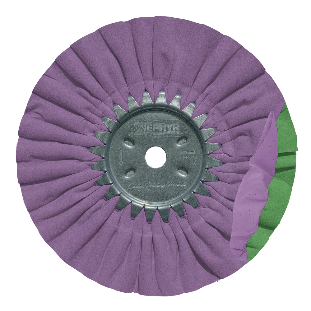 Zephyr 10" Purple/Green Smooth Cut Airway Buffing Wheel