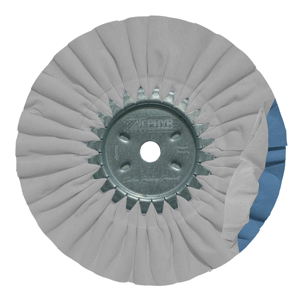 Zephyr White/Blue Super Shine 10" Airway Buffing Wheel