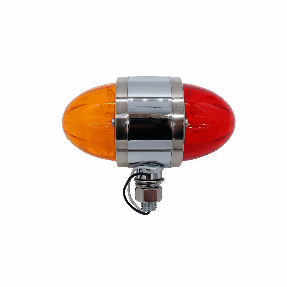 34 LED Watermelon Double Face Light W/Chrome Housing - Amber & Red LED/Amber & Red Lens