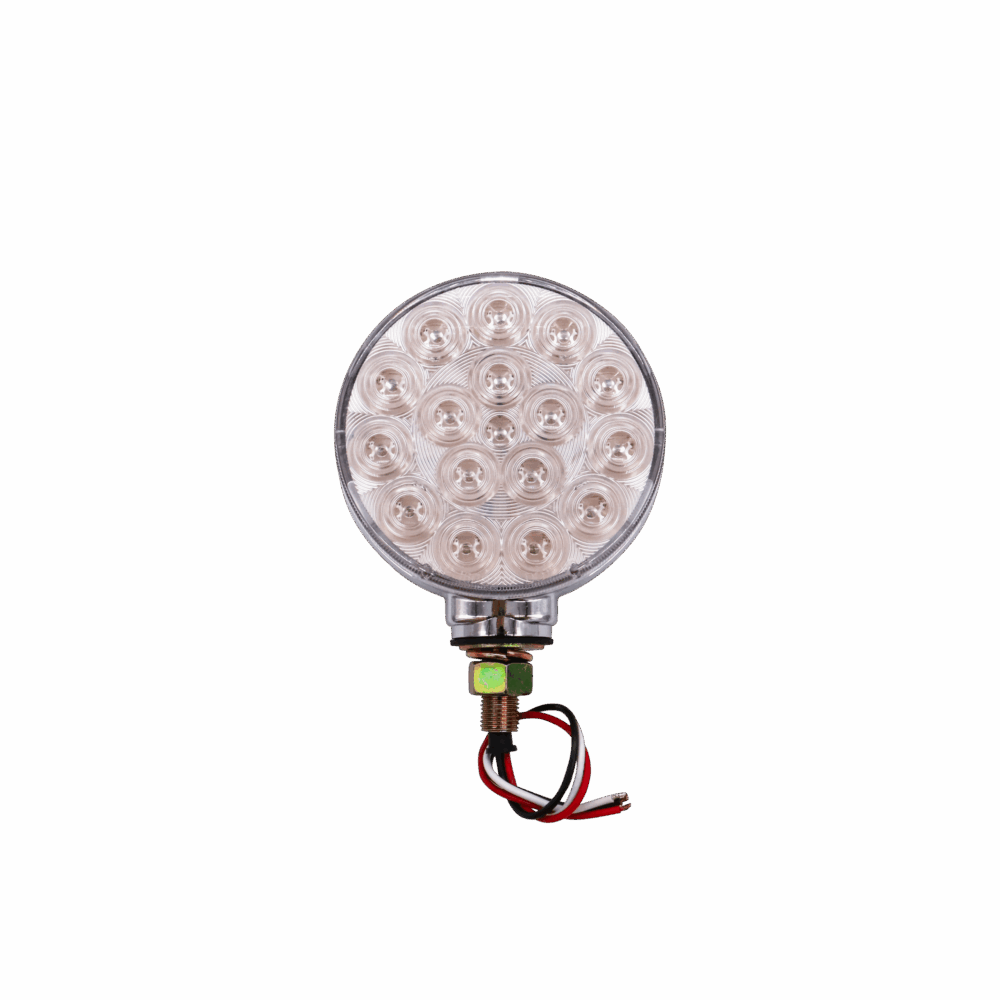 34 LED Single Stud Reflector Double Face Turn Signal Light - Amber & Red LED/Clear Lens