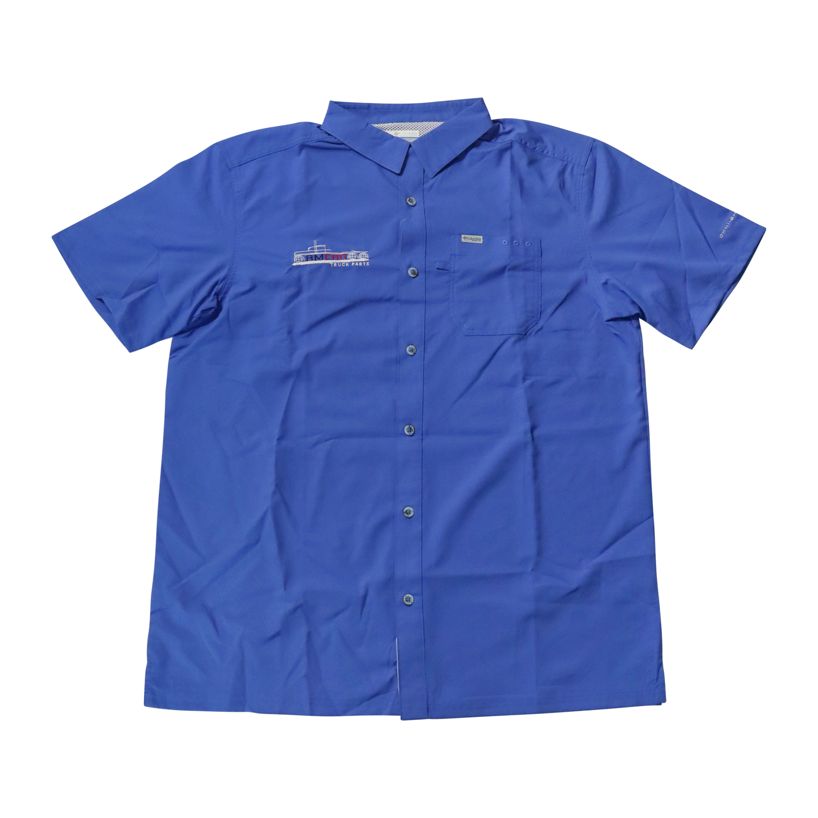 3XL Blue Button Up Camp Shirt