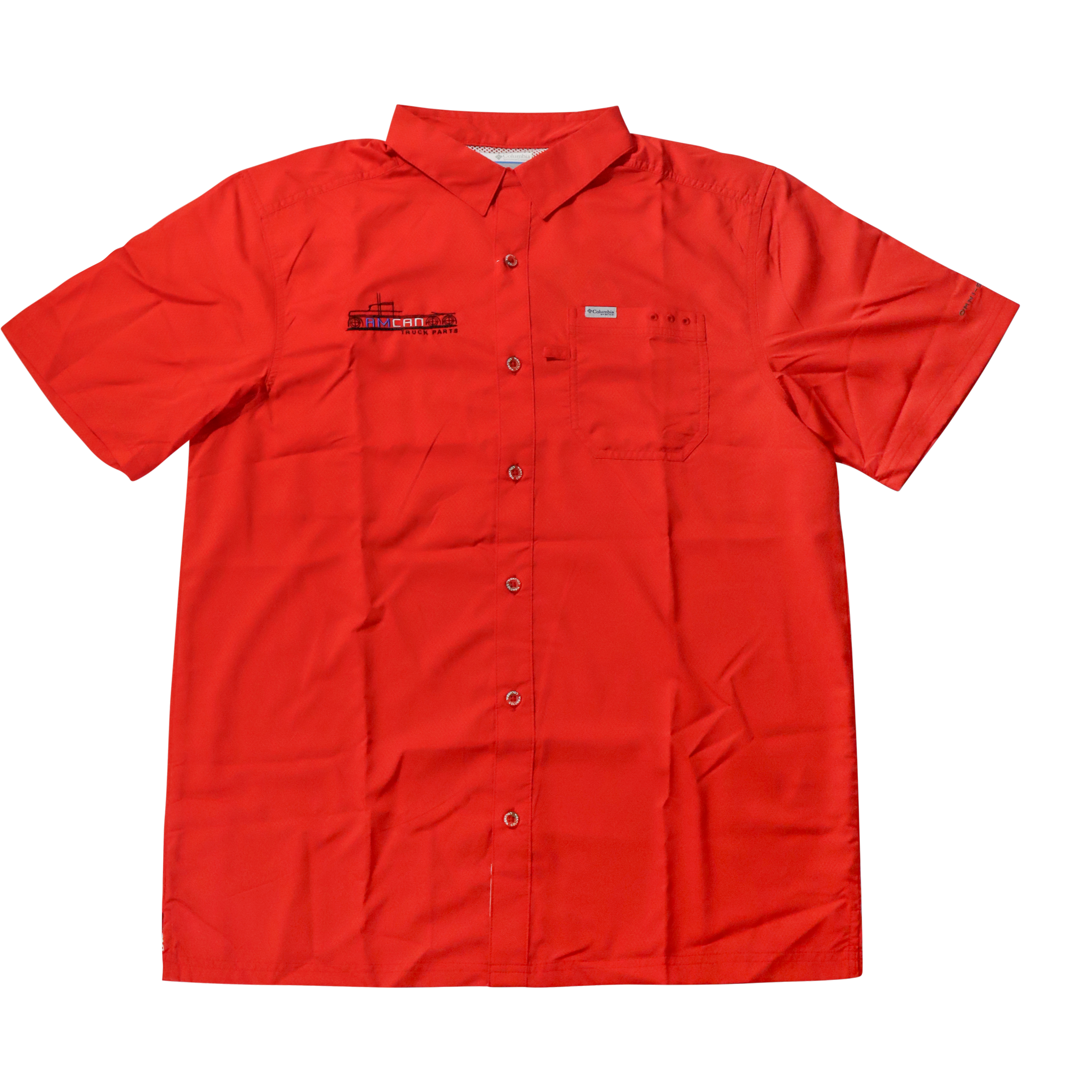 Large Red Button-Up Camp Shirt
