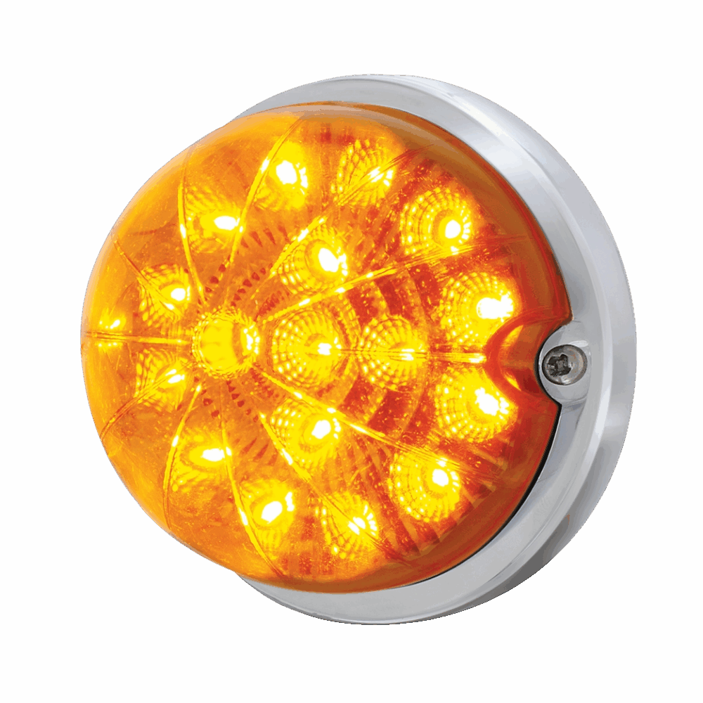 17 LED Dual Function Watermelon Clear Reflector Flush Mount Kit With Low Profile Bezel -Amber LED & Lens