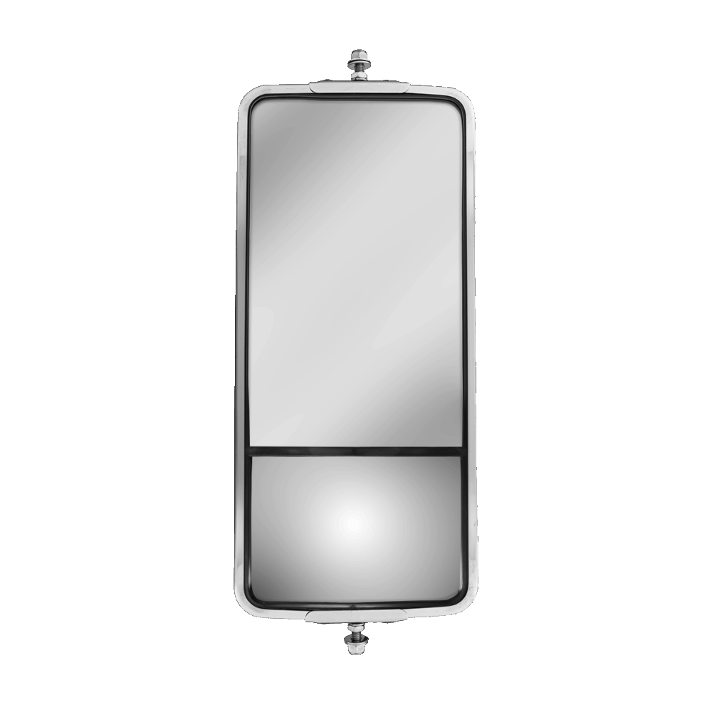 7" X 16" 430 Stainless Steel West Coast Style Mirror With Convex Lower Mirror - Heated