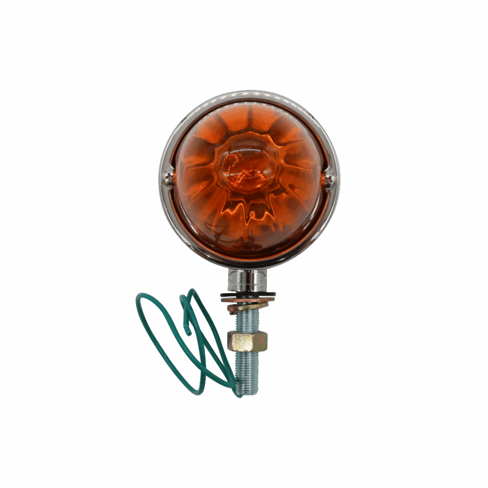 Light Amber Single Face Chrome Die Cast Auxiliary Glass Lens Light