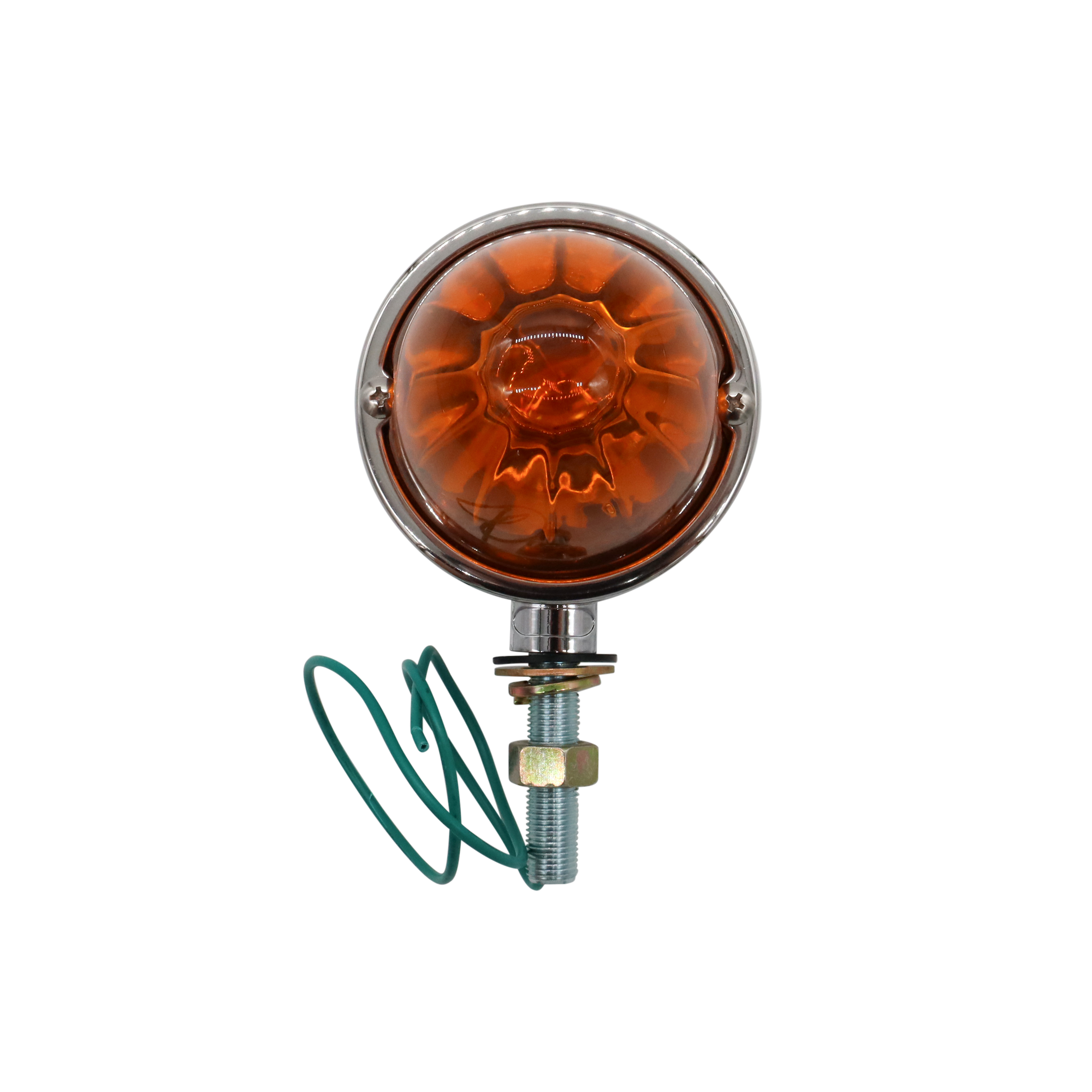 Light Amber Single Face Chrome Die Cast Auxiliary Glass Lens Light