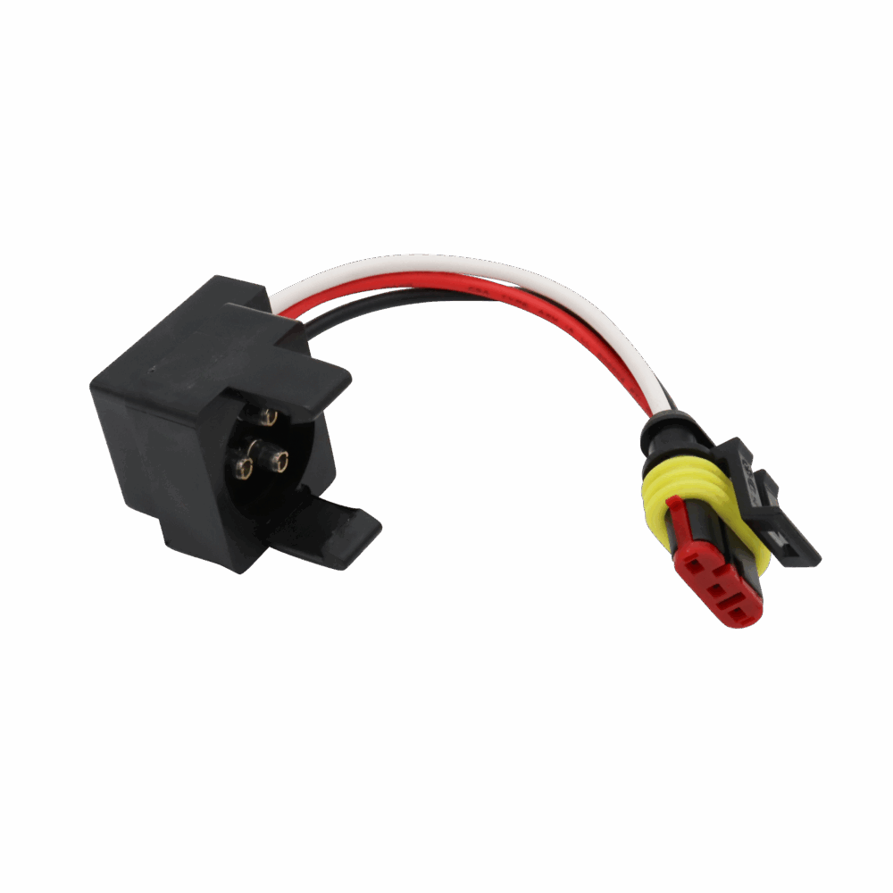 Round Male 3-Pin to Straight 3-Pin Light Plug Adapter