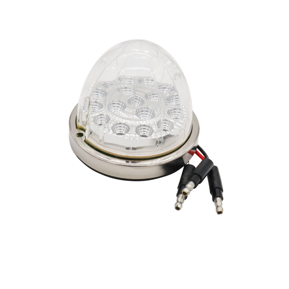 17 LED Dual Function Watermelon Clear Reflector Flush Mount Kit With Low Profile Bezel-Amber LED/Clear Lens
