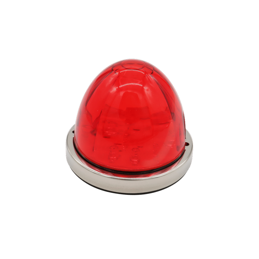 17 LED Dual Function Watermelon Flush Mount Kit With Low Profile Bezel - Red LED/Red Lens