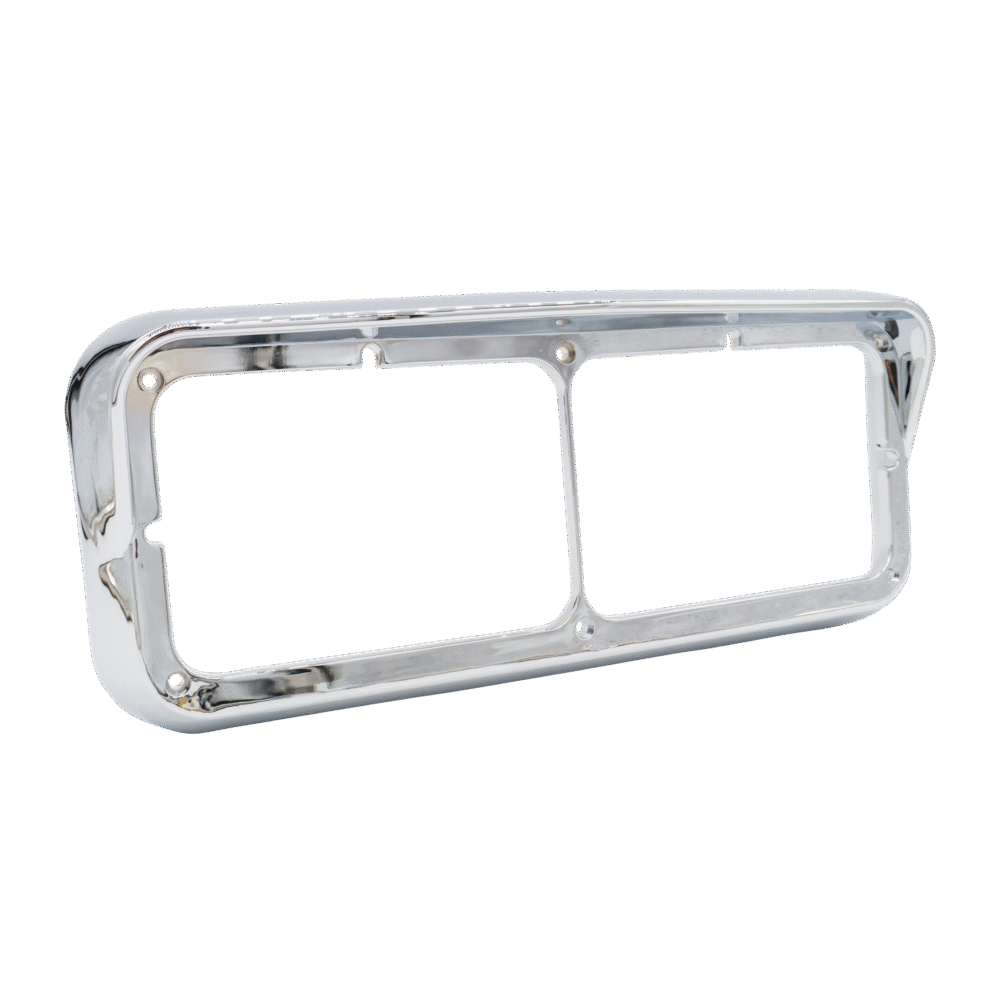 Chrome Plastic Rectangular Dual 4" X 6" Headlight Bezel With Visor